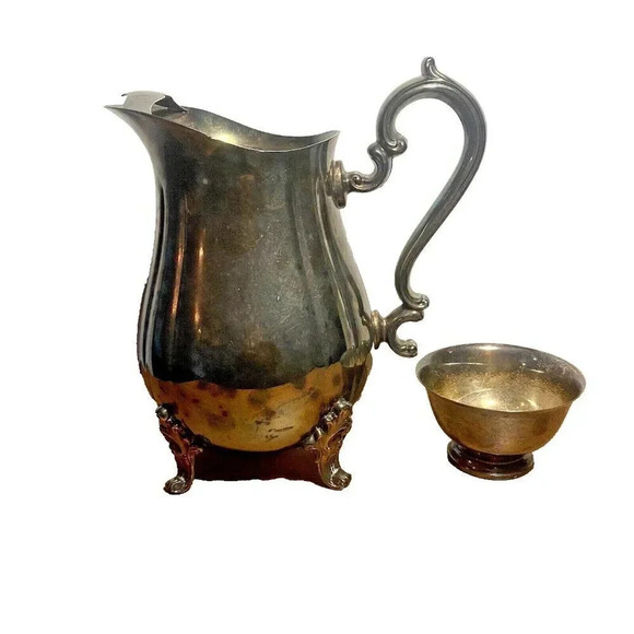 Vintage Gorham Silver Plate YH342 Footed Pitcher and Small Bowl - Picture 1 of 15